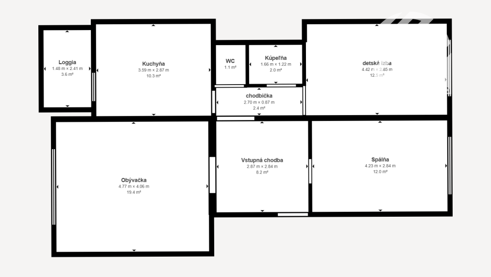 REZERVOVANÉ Predaj 3- izbový byt Žilina Solinky, 69 m2 + loggia, čiastočná rekonštrukcia