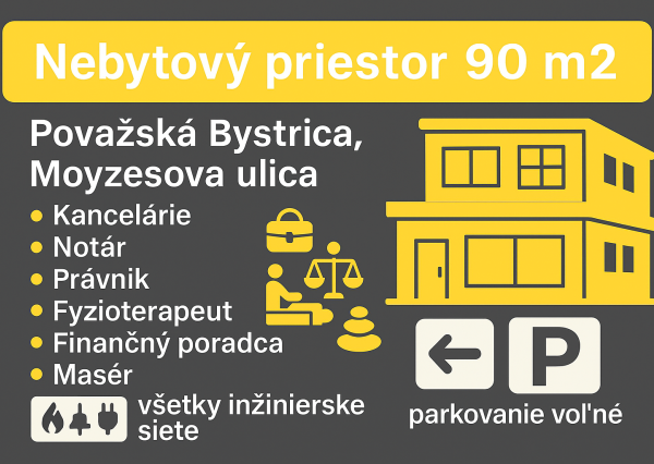 Na predaj kancelárske/obchodné priestory 90 m2 -výhodne