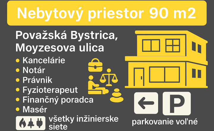 Na predaj kancelárske/obchodné priestory 90 m2 -výhodne